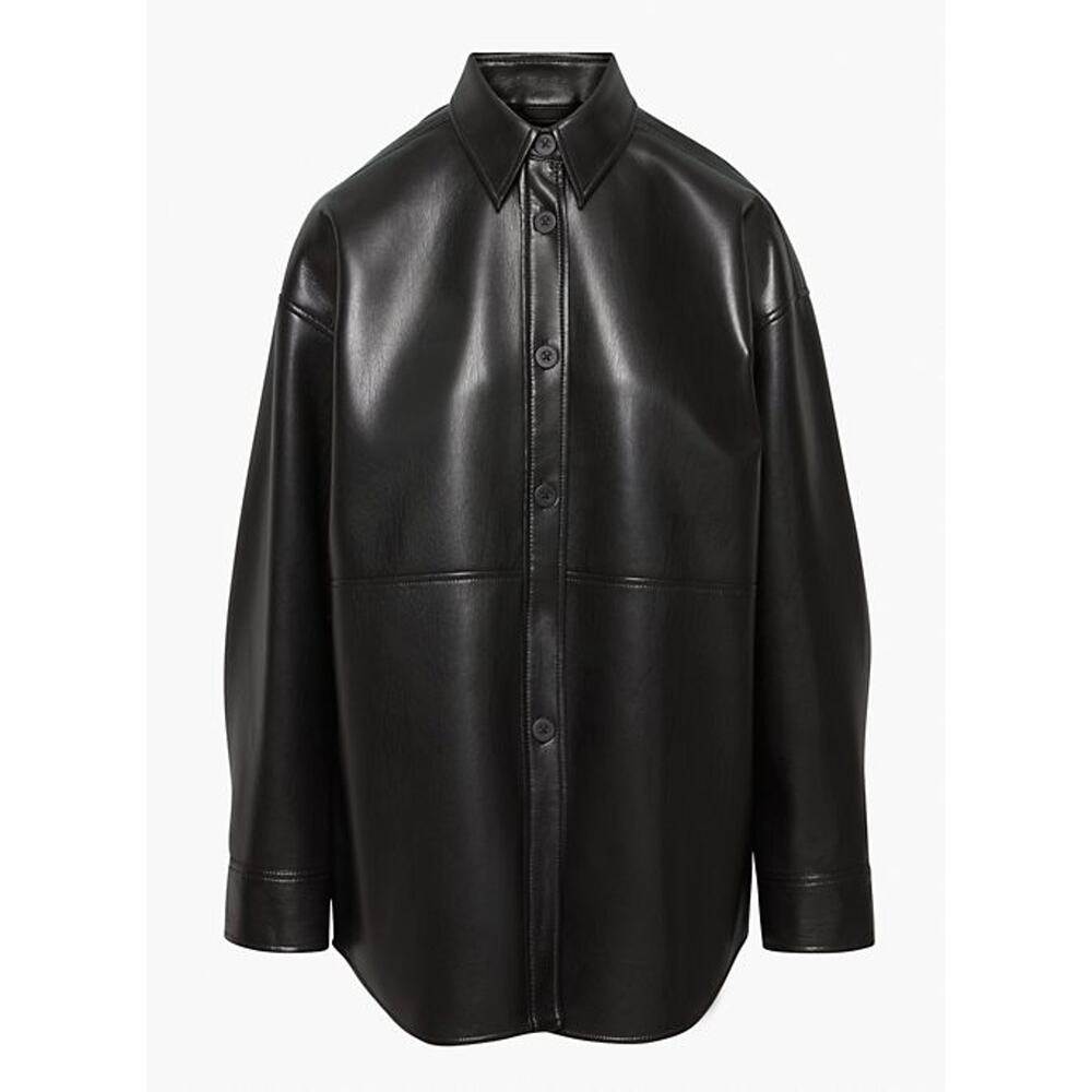 Babaton 'Pelli' Black Polyurethane Shirt Jacket Size S